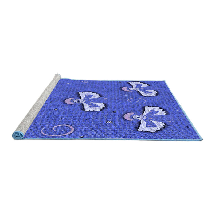 Sideview of Machine Washable Transitional Sky Blue Rug, wshpat731blu
