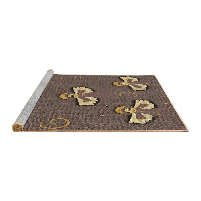 Sideview of Machine Washable Transitional Coffee Brown Rug, wshpat731brn