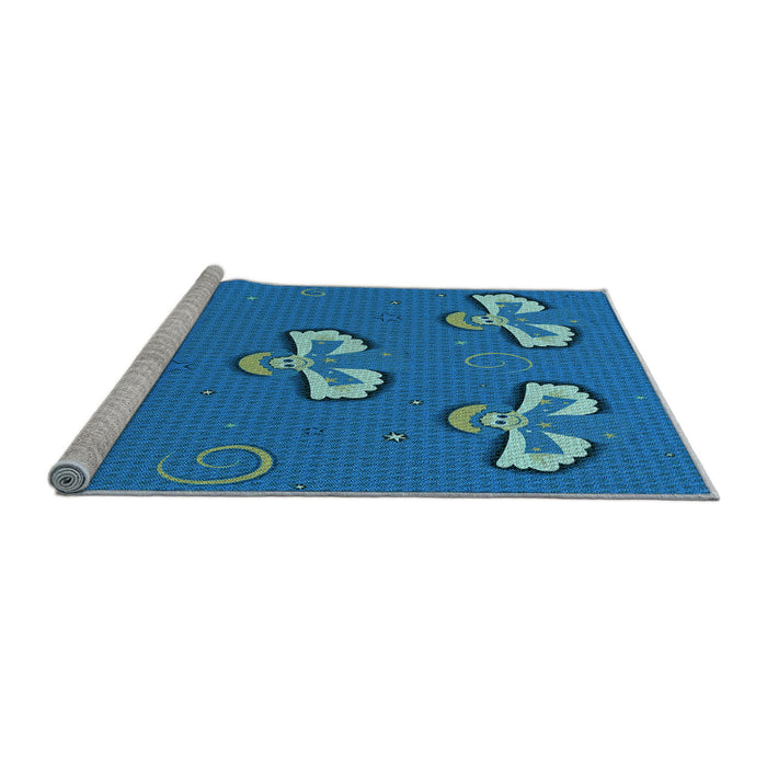 Sideview of Machine Washable Transitional Blue Rug, wshpat731lblu