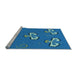 Sideview of Machine Washable Transitional Blue Rug, wshpat731lblu