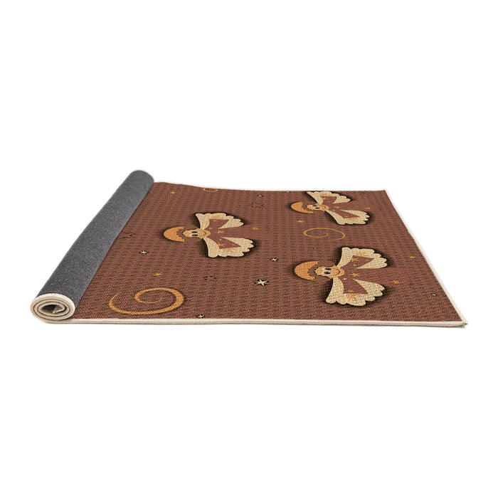 Thickness of Patterned Brown Red Rug, pat731org