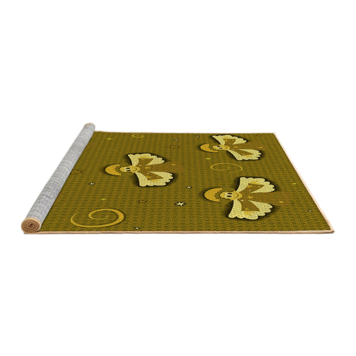 Sideview of Machine Washable Transitional Dark Bronze Brown Rug, wshpat731yw