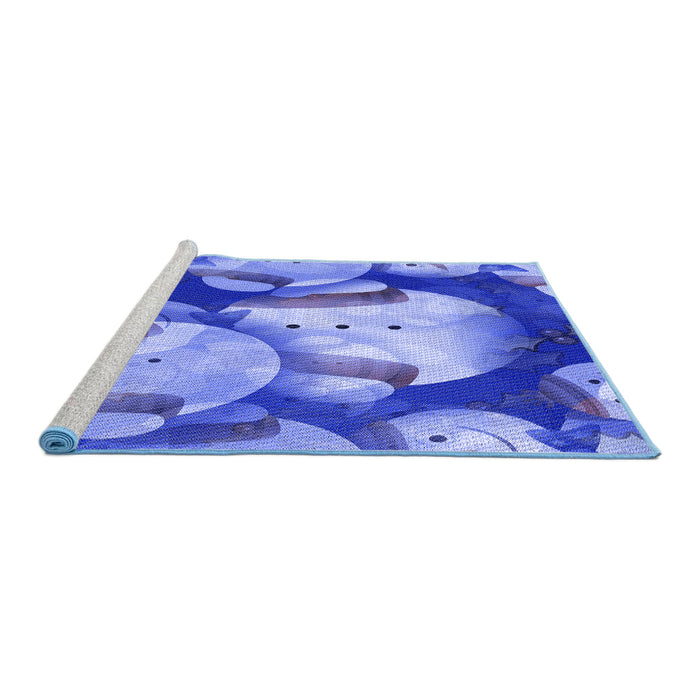 Sideview of Machine Washable Transitional Sky Blue Rug, wshpat732blu