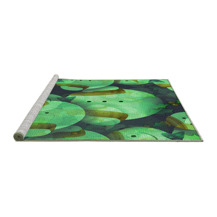 Sideview of Machine Washable Transitional Medium Forest Green Rug, wshpat732grn