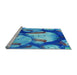 Sideview of Machine Washable Transitional Bright Turquoise Blue Rug, wshpat732lblu