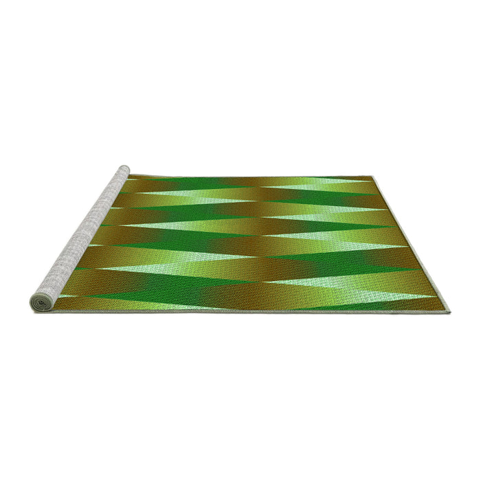 Sideview of Machine Washable Transitional Green Rug, wshpat733grn