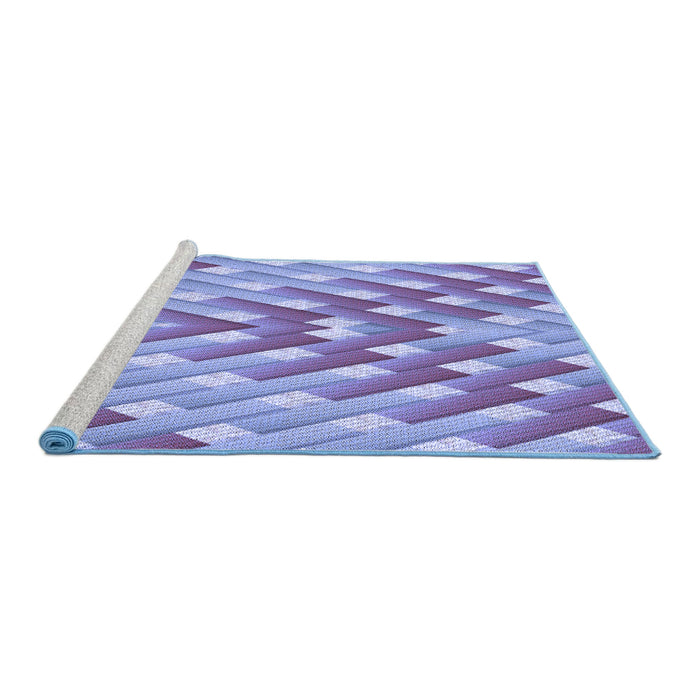 Sideview of Machine Washable Transitional Slate Blue Rug, wshpat734blu