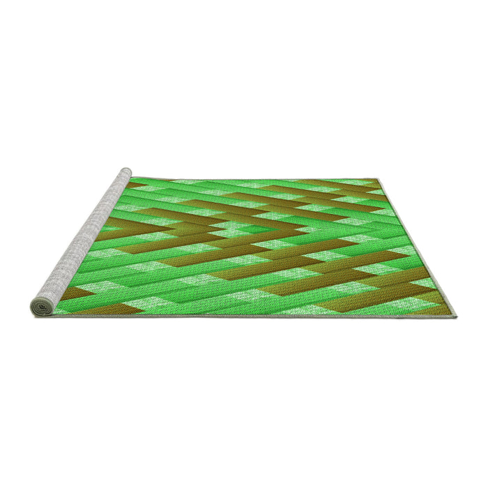 Sideview of Machine Washable Transitional Neon Green Rug, wshpat734grn