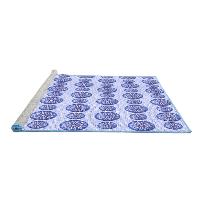 Sideview of Machine Washable Transitional Blue Rug, wshpat735blu