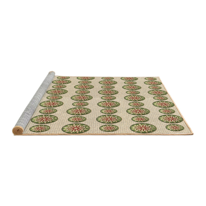 Sideview of Machine Washable Transitional Khaki Gold Rug, wshpat735brn