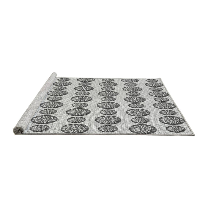 Sideview of Machine Washable Transitional Silver Gray Rug, wshpat735gry