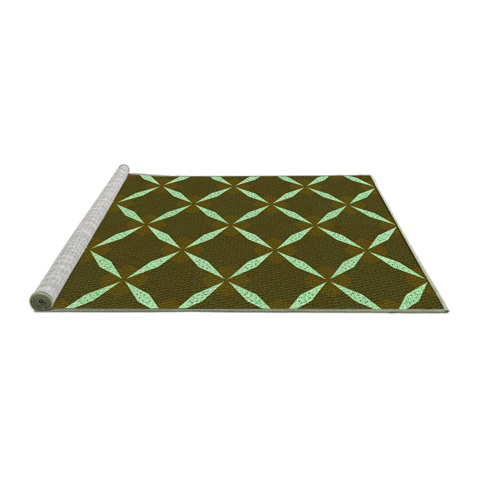 Sideview of Machine Washable Transitional Green Rug, wshpat736grn
