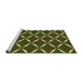 Sideview of Machine Washable Transitional Green Rug, wshpat736grn