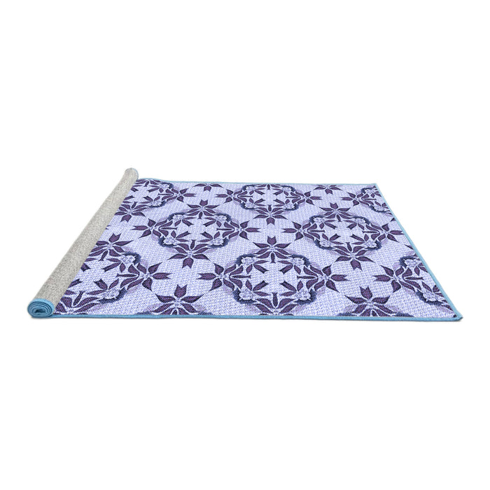 Sideview of Machine Washable Transitional Blue Rug, wshpat737blu
