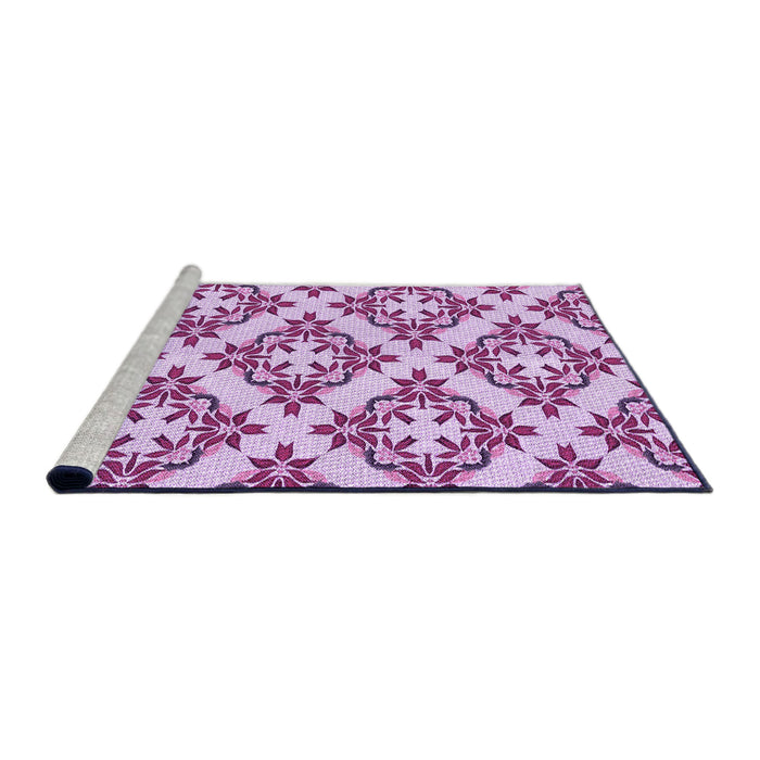 Sideview of Machine Washable Transitional Blossom Pink Rug, wshpat737pur
