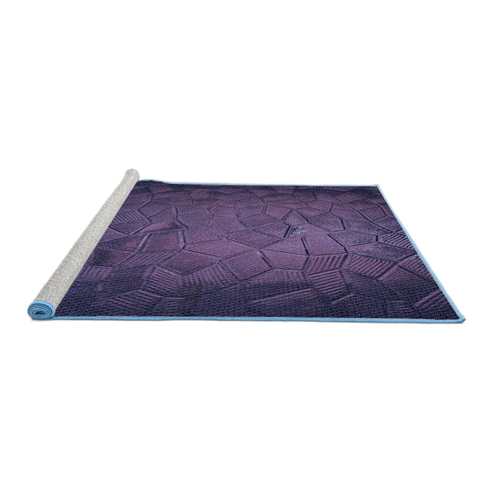 Sideview of Machine Washable Transitional Slate Blue Rug, wshpat738blu