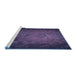 Sideview of Machine Washable Transitional Slate Blue Rug, wshpat738blu