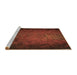 Sideview of Machine Washable Transitional Mahogany Brown Rug, wshpat738brn