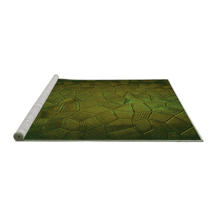 Sideview of Machine Washable Transitional Dark Forest Green Rug, wshpat738grn