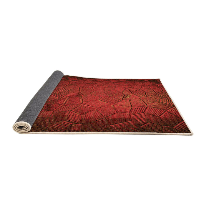 Thickness of Patterned Tomato Red Rug, pat738org