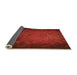Thickness of Patterned Tomato Red Rug, pat738org