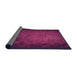 Thickness of Patterned Medium Violet Red Pink Rug, pat738pur