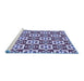 Sideview of Machine Washable Transitional Blue Rug, wshpat739blu