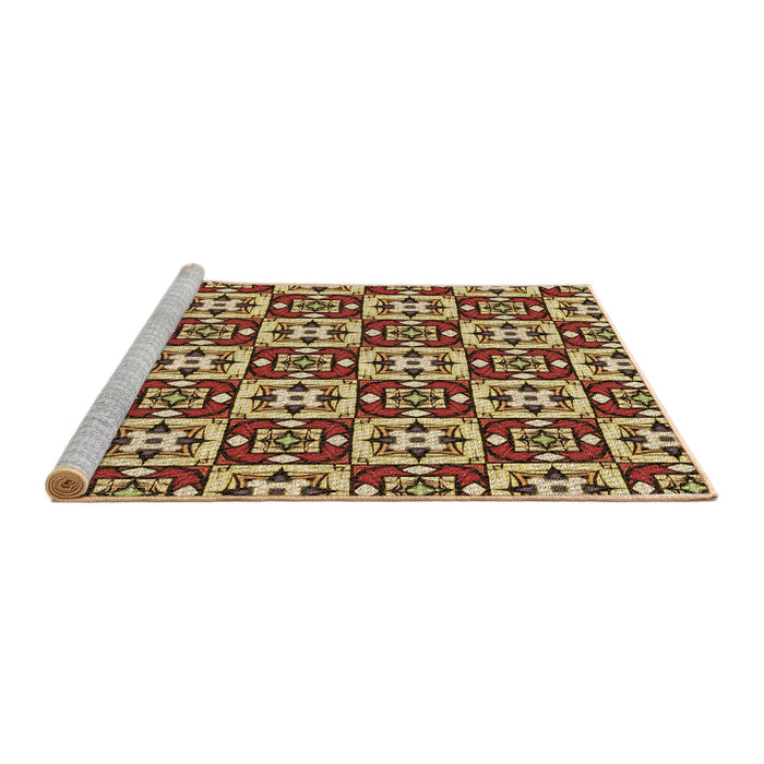 Sideview of Machine Washable Transitional Chrome Gold Yellow Rug, wshpat739brn