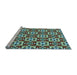 Sideview of Machine Washable Transitional Blue Green Rug, wshpat739lblu