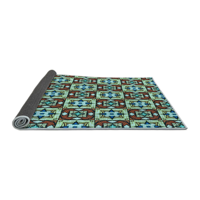 Thickness of Patterned Blue Green Rug, pat739lblu