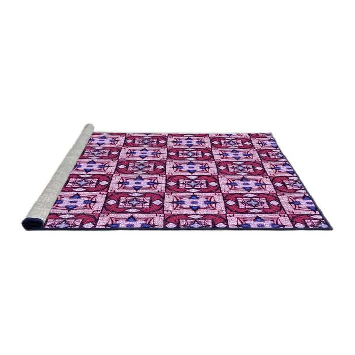 Sideview of Machine Washable Transitional Pastel Purple Pink Rug, wshpat739pur