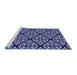 Sideview of Machine Washable Transitional Night Blue Rug, wshpat740blu