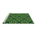 Sideview of Machine Washable Transitional Dark Forest Green Rug, wshpat740grn