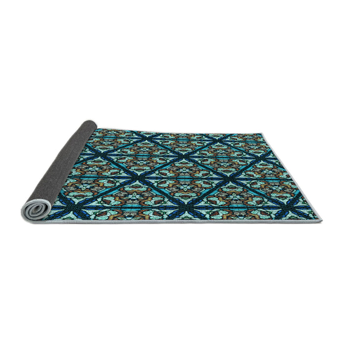 Thickness of Patterned Charcoal Black Rug, pat740lblu