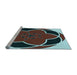 Sideview of Machine Washable Transitional Blue Rug, wshpat741lblu