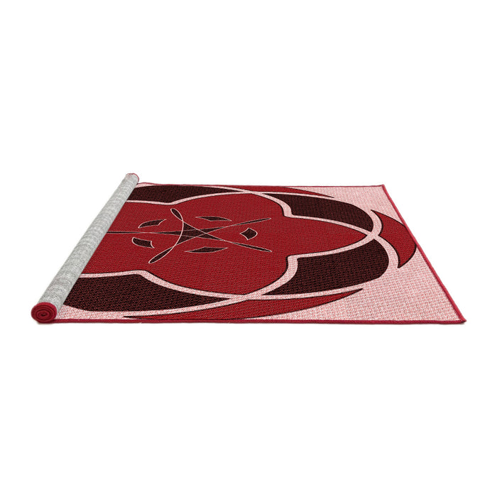 Sideview of Machine Washable Transitional Tomato Red Rug, wshpat741rd