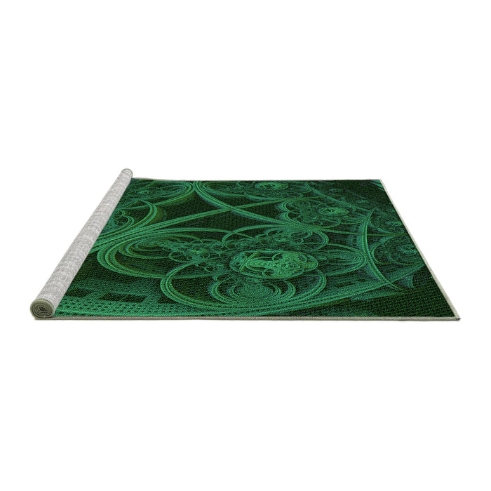 Sideview of Machine Washable Transitional Dark Forest Green Rug, wshpat742grn