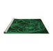 Sideview of Machine Washable Transitional Dark Forest Green Rug, wshpat742grn