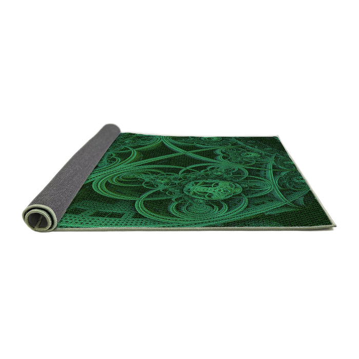 Thickness of Patterned Dark Forest Green Rug, pat742grn