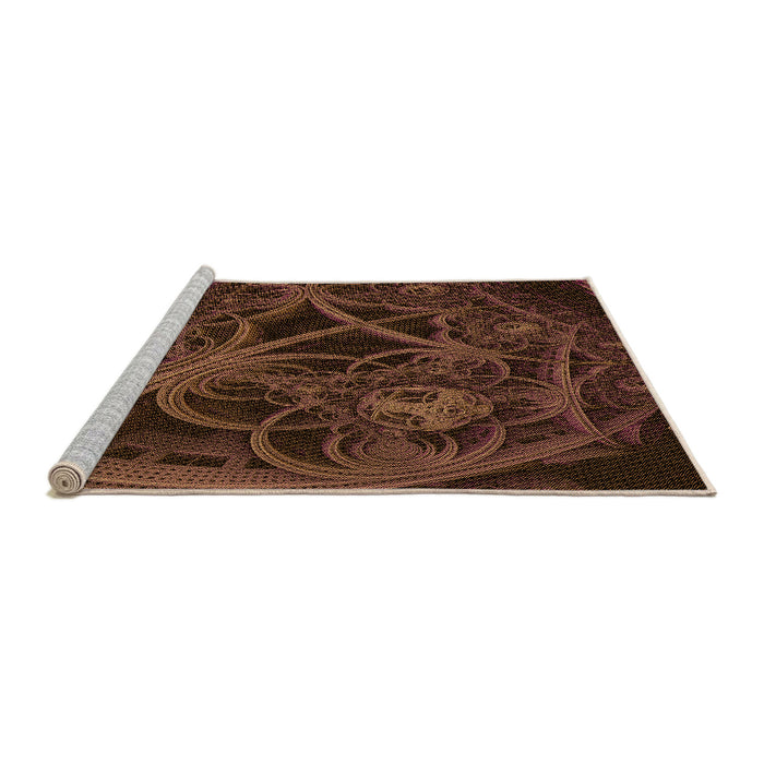Sideview of Machine Washable Transitional Mahogany Brown Rug, wshpat742org