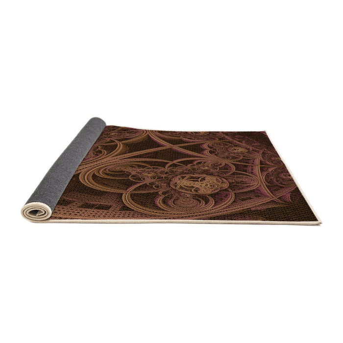 Thickness of Patterned Mahogany Brown Rug, pat742org