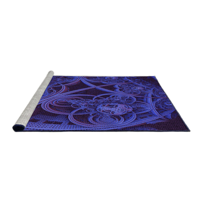 Sideview of Machine Washable Transitional Midnight Blue Rug, wshpat742pur