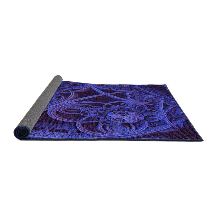 Thickness of Patterned Midnight Blue Rug, pat742pur