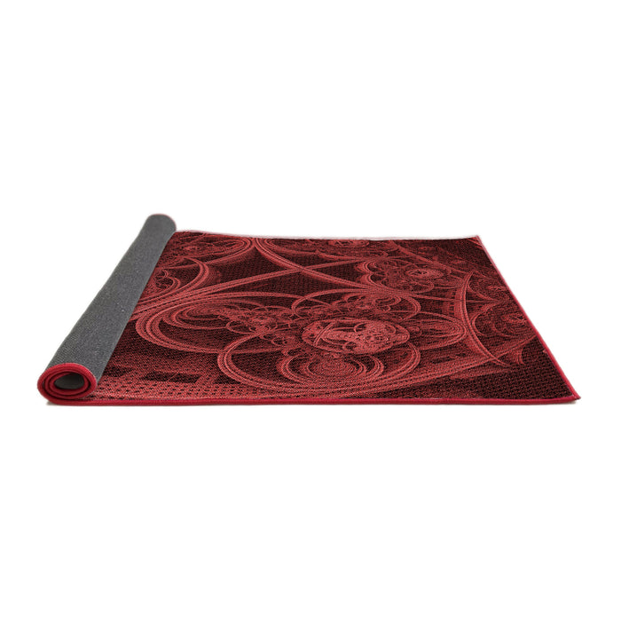 Thickness of Patterned Maroon Red Rug, pat742rd