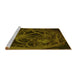 Sideview of Machine Washable Transitional Dark Yellow Green Rug, wshpat742yw