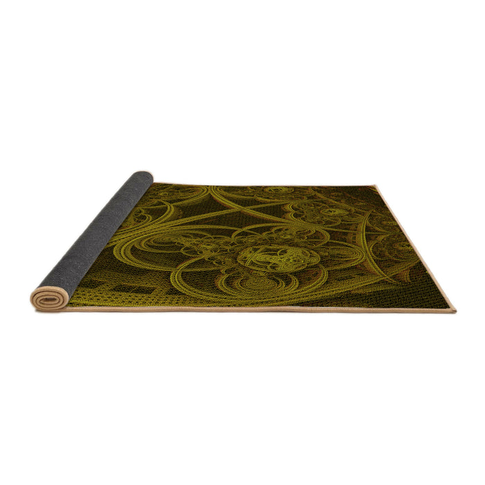 Thickness of Patterned Dark Yellow Green Rug, pat742yw