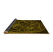 Thickness of Patterned Dark Yellow Green Rug, pat742yw