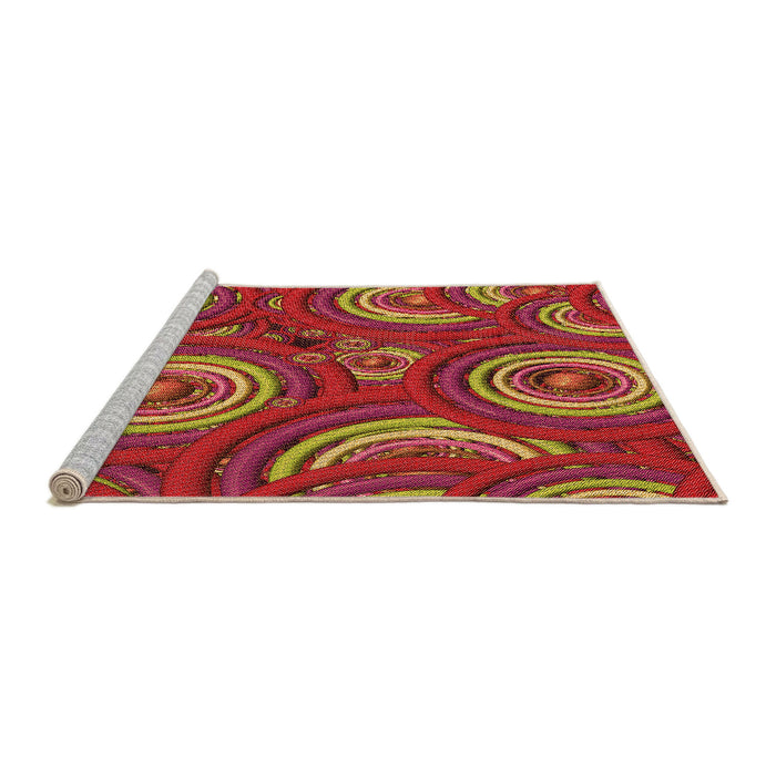 Sideview of Machine Washable Transitional Red Rug, wshpat743org