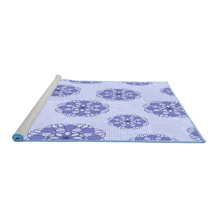 Sideview of Machine Washable Transitional Blue Rug, wshpat744blu