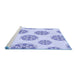 Sideview of Machine Washable Transitional Blue Rug, wshpat744blu